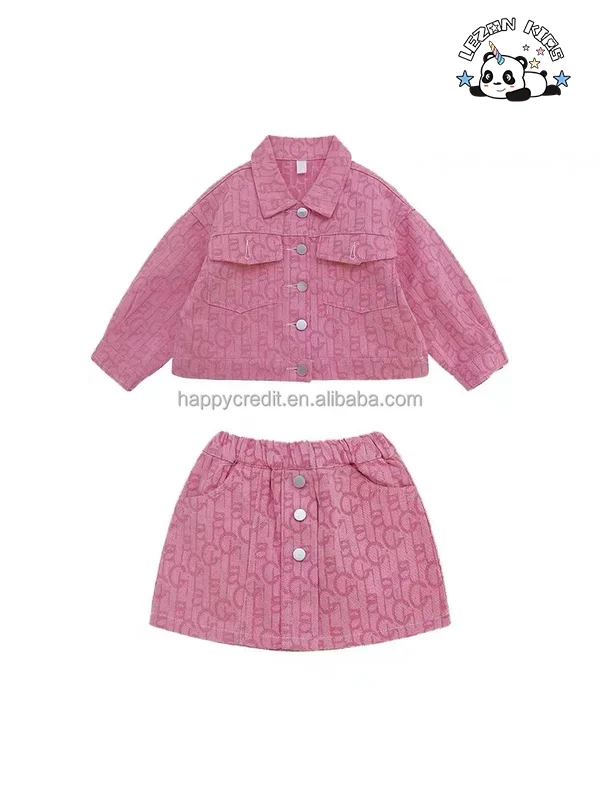 LEZONKIDS - Wholesale Custom Cute Little Girl 2 Piece Kids Denim Sets
